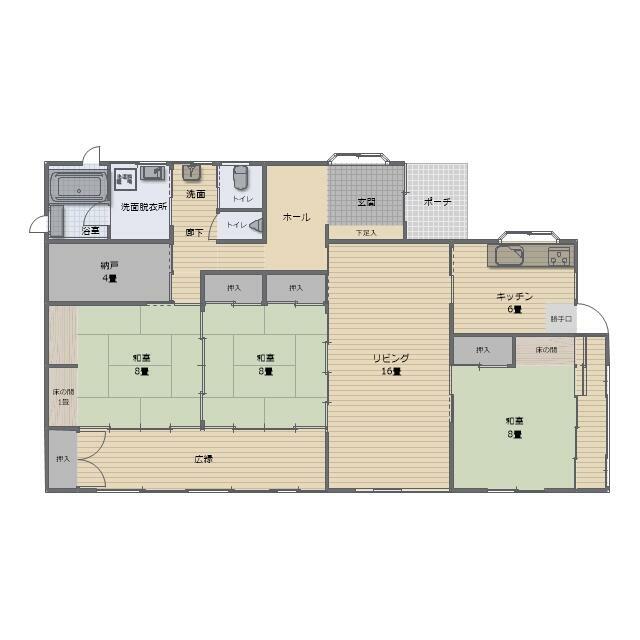 上田市長瀬 中古平屋 3SLDK 2,400万円 の間取り図